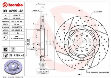 Гальмівний диск BREMBO 09.A299.43