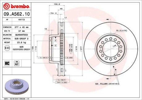 Тормозной диск BREMBO 09.A562.10