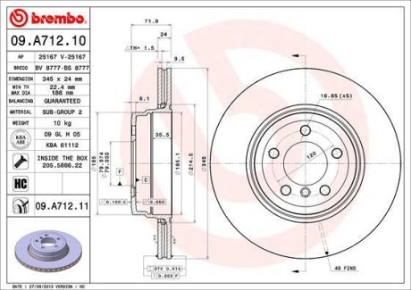 Гальмівний диск BREMBO 09.A712.11