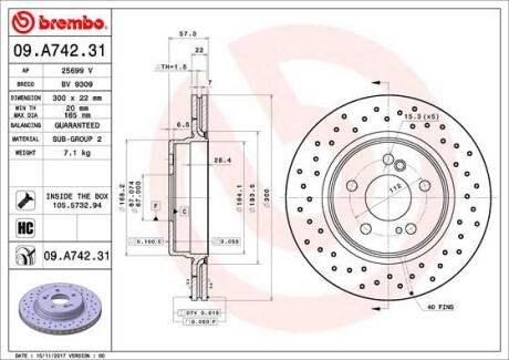 Гальмівний диск BREMBO 09.A742.31