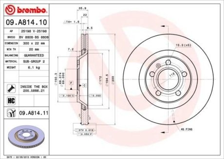 Тормозной диск BREMBO 09.A814.11