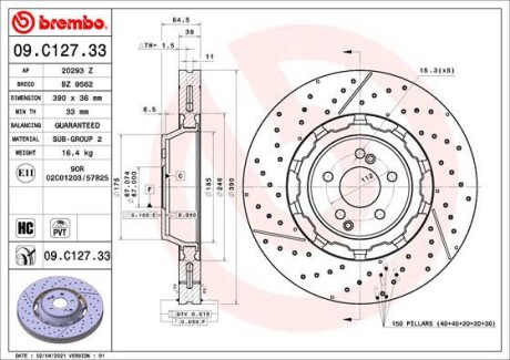 Гальмівний диск BREMBO 09.C127.33