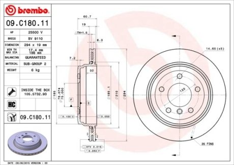 Тормозной диск BREMBO 09.C180.11