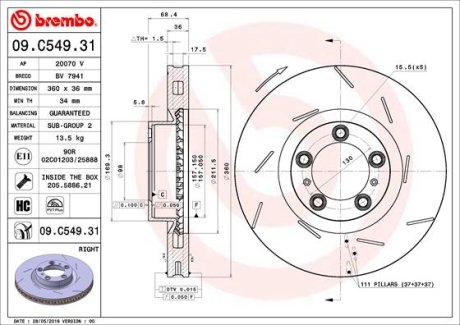 Гальмівний диск BREMBO 09.C549.31