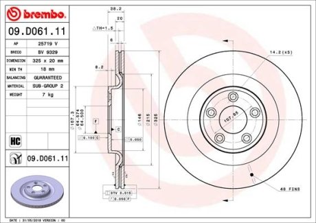 Гальмівний диск BREMBO 09.D061.11 (фото 1)