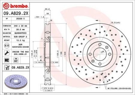 Тормозной диск BREMBO 09.D096.13 (фото 1)