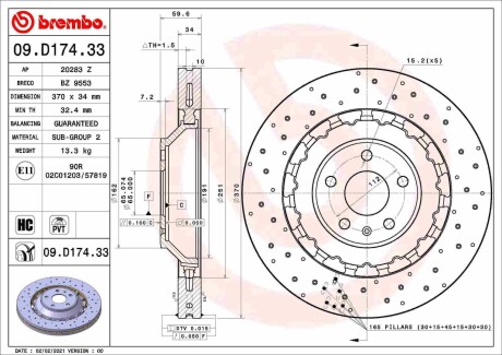 Гальмівний диск BREMBO 09.D174.33