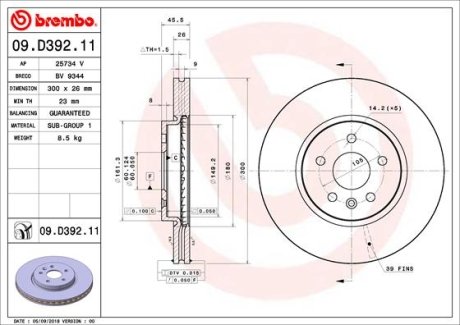 Гальмівний диск BREMBO 09.D392.11