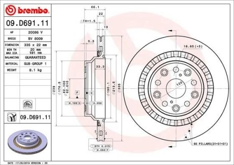 Гальмівний диск BREMBO 09.D691.11
