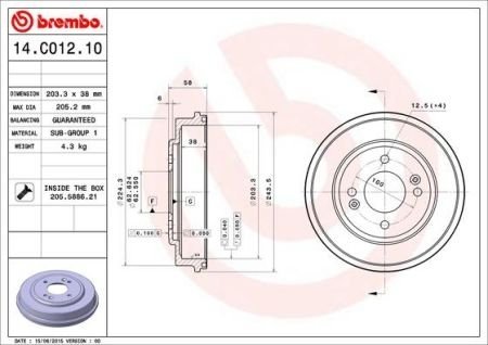 Тормозной барабан BREMBO 14.C012.10 (фото 1)