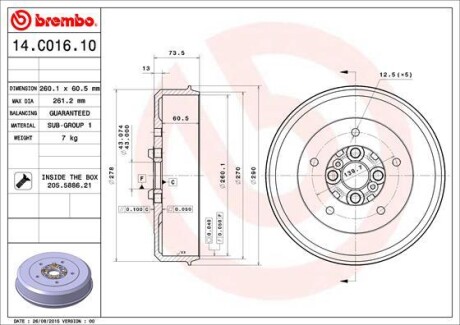 Тормозной барабан BREMBO 14.C016.10