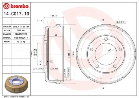 Тормозной барабан BREMBO 14.C017.10