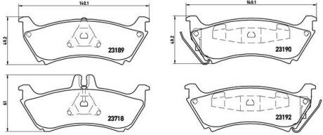 Колодки гальмівні дискові, комплект BREMBO P 50 044