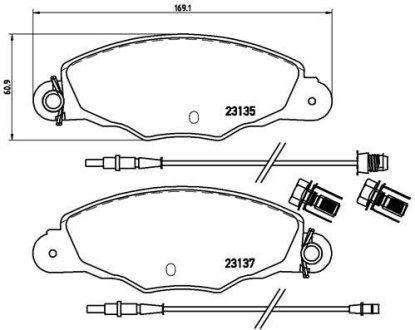 Колодки гальмівні дискові, комплект BREMBO P 61 061