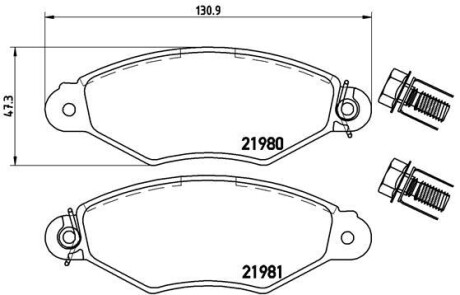 Колодки гальмівні дискові, комплект BREMBO P 61 098 (фото 1)