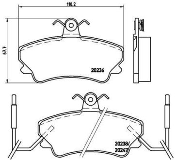 Колодки гальмівні дискові, комплект BREMBO P 68 019