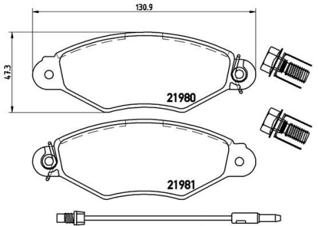 Колодки гальмівні дискові, комплект BREMBO P 68 042 (фото 1)