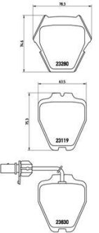 Колодки гальмівні дискові, комплект BREMBO P 85 067