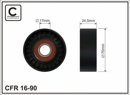 Ролик поликлинового ремня Volvo S60,S70,S80,V40,V70 97-02 CAFFARO 16-90