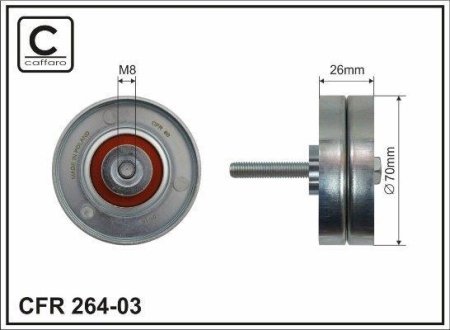 Ролик натяжитель поликлиневого ремня Mazda 6 2.0 2002- CAFFARO 264-03 (фото 1)