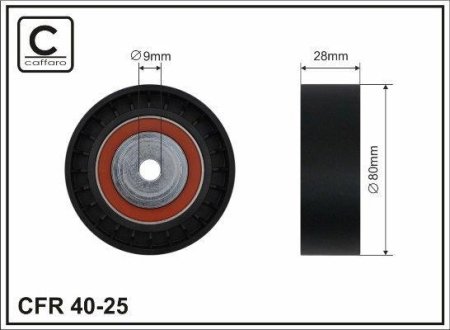 Ролик натяжитель клинового ремня BMW 530/540/730/740 92- CAFFARO 40-25 (фото 1)
