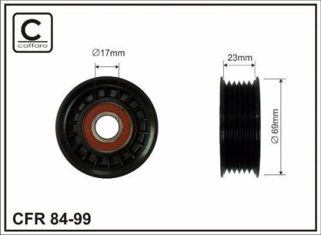 Ролик генератора 72.5х17х25.5 Ford Focus 98-, Mondeo 96- CAFFARO 84-99