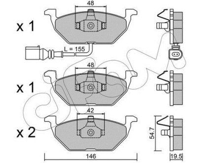 Гальмівні колодки пер. Caddy III/Golf V/Octavia/A3 03- (з датчиком) CIFAM 822-211-2