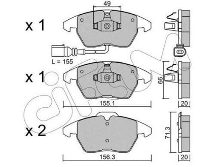 Гальмівні колодки пер. A1/A3/Altea/Beetle/Caddy/Up (04-21) CIFAM 822-548-0