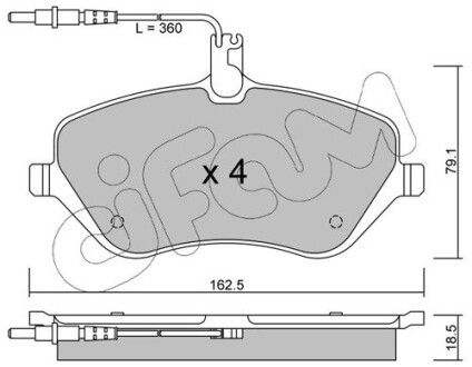 Гальмівні колодки пер. Peugeot 407/607 04- (TRW) (162,3x79,1x18,4) CIFAM 822-601-0