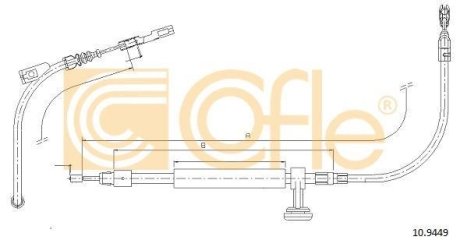 Трос, стояночная тормозная система COFLE 10.9449 (фото 1)