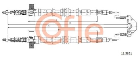 Трос, стояночная тормозная система COFLE 11.5861 (фото 1)