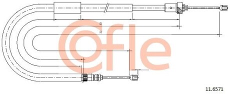 Трос, стояночная тормозная система COFLE 11.6571 (фото 1)