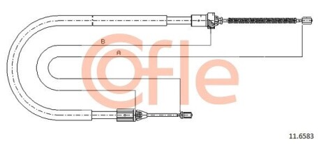 Трос ручного гальма правий Renault Clio 1.2-1.4 98- COFLE 11.6583