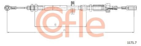 Трос, стояночная тормозная система COFLE 1171.7 (фото 1)