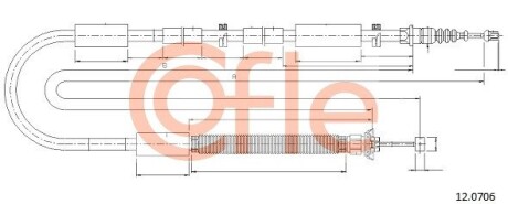 Трос, стояночная тормозная система COFLE 12.0706 (фото 1)