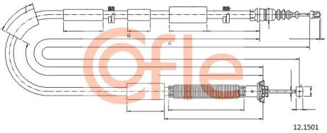 Трос, стояночная тормозная система COFLE 12.1501 (фото 1)