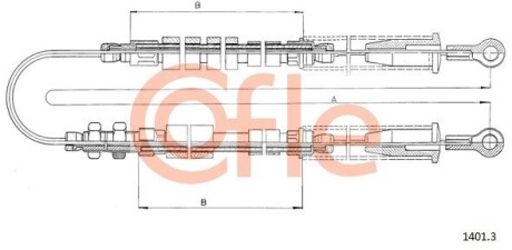 Трос, стояночная тормозная система COFLE 1401.3