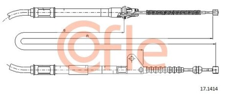 Трос, стояночная тормозная система COFLE 17.1414 (фото 1)