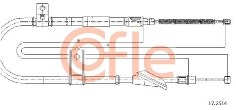 Трос гальма стоянки, правий COFLE 17.2514