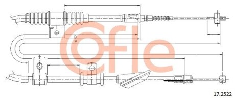 Трос, стояночная тормозная система COFLE 17.2522 (фото 1)