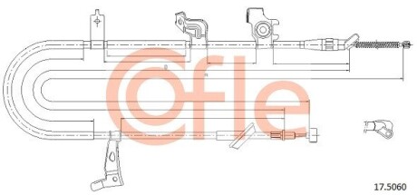Трос ручного гальма зад. SX4 06- Пр. (1797/1548) COFLE 17.5060 (фото 1)