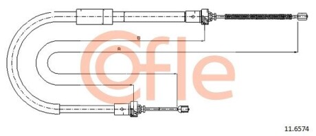 Трос, стояночная тормозная система COFLE 92.11.6574 (фото 1)
