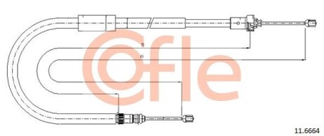 Трос, стояночная тормозная система COFLE 92.11.6664 (фото 1)
