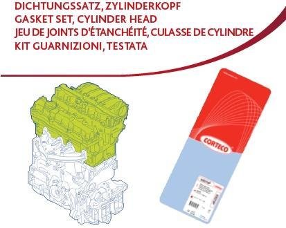 Комплект прокладок, головка цилиндра CORTECO 417011P