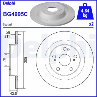 Гальмівний диск DELPHI BG4995C