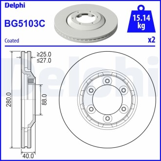 Гальмівний диск DELPHI BG5103C (фото 1)