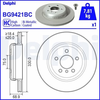 Гальмівний диск двосекційний DELPHI BG9421BC