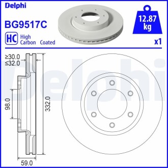 Диск гальмівний FORD Ranger Raptor "F "15>> DELPHI BG9517C