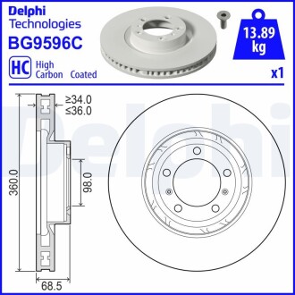 Гальмівний диск DELPHI BG9596C