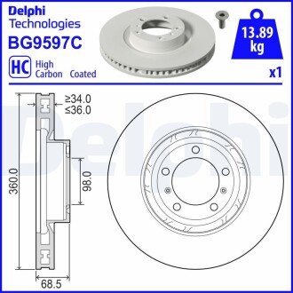 Гальмівний диск DELPHI BG9597C